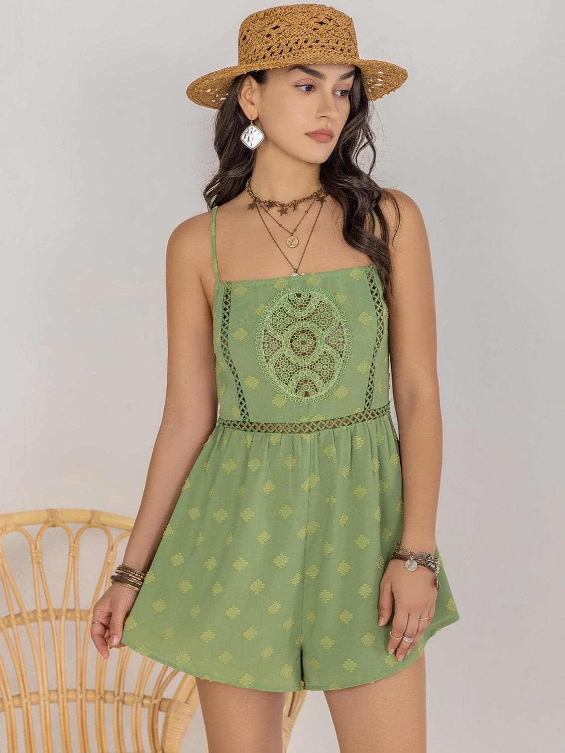 Chic square neck playsuit - sheer 100% polyester - Love Salve