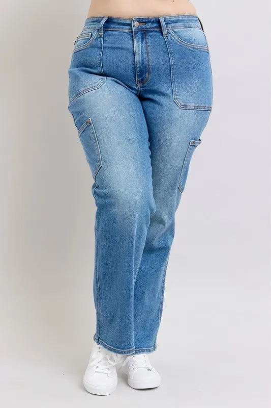 Judy Blue Plus Size High Waist 90s Straight Jeans - Love Salve
