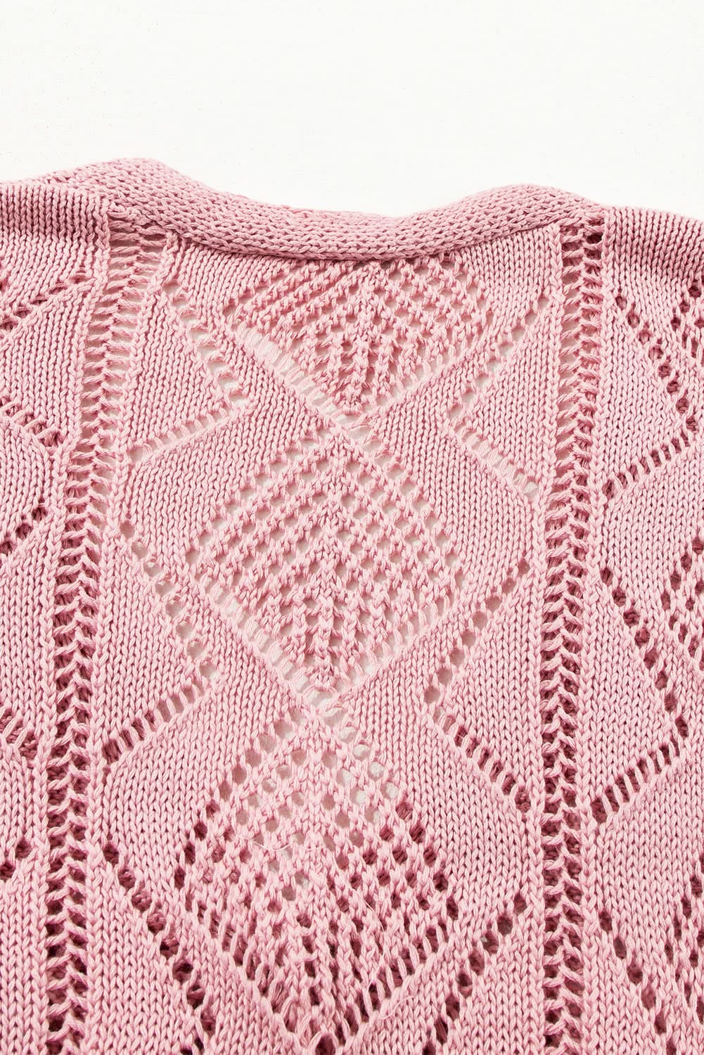 Plus size pink open knit cardigan - Love Salve