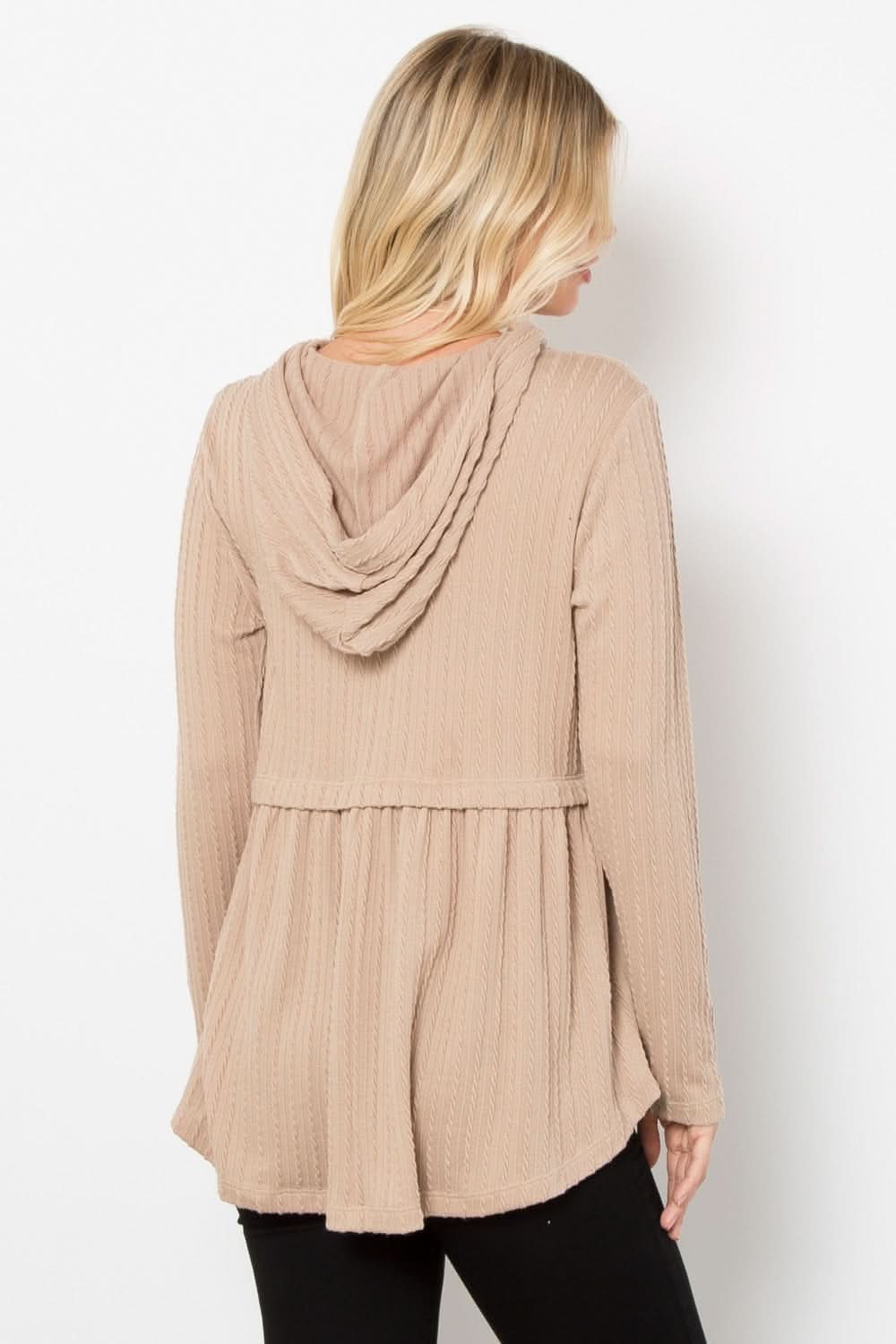 Be Stage Peplum Cable Knit Hoodie - Love Salve