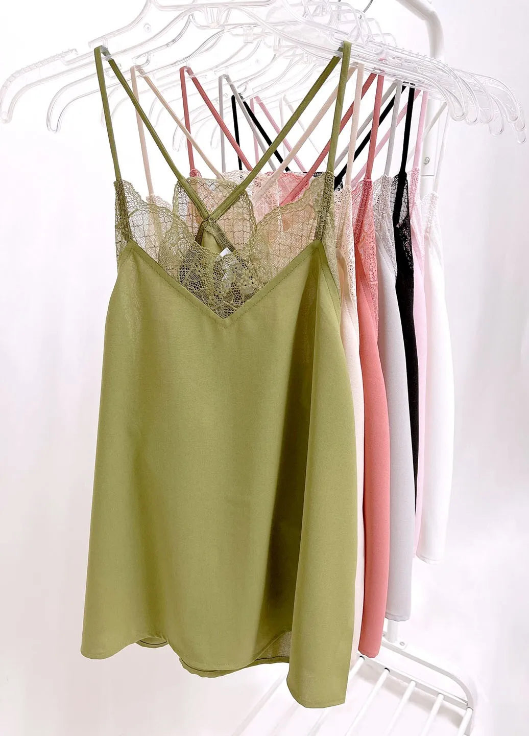 BiBi Lace Cami Solid Tank Top - Love Salve