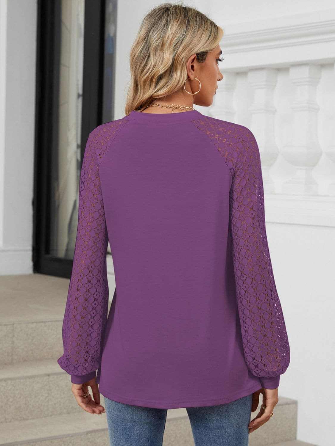 Lace long sleeve top in black - Love Salve