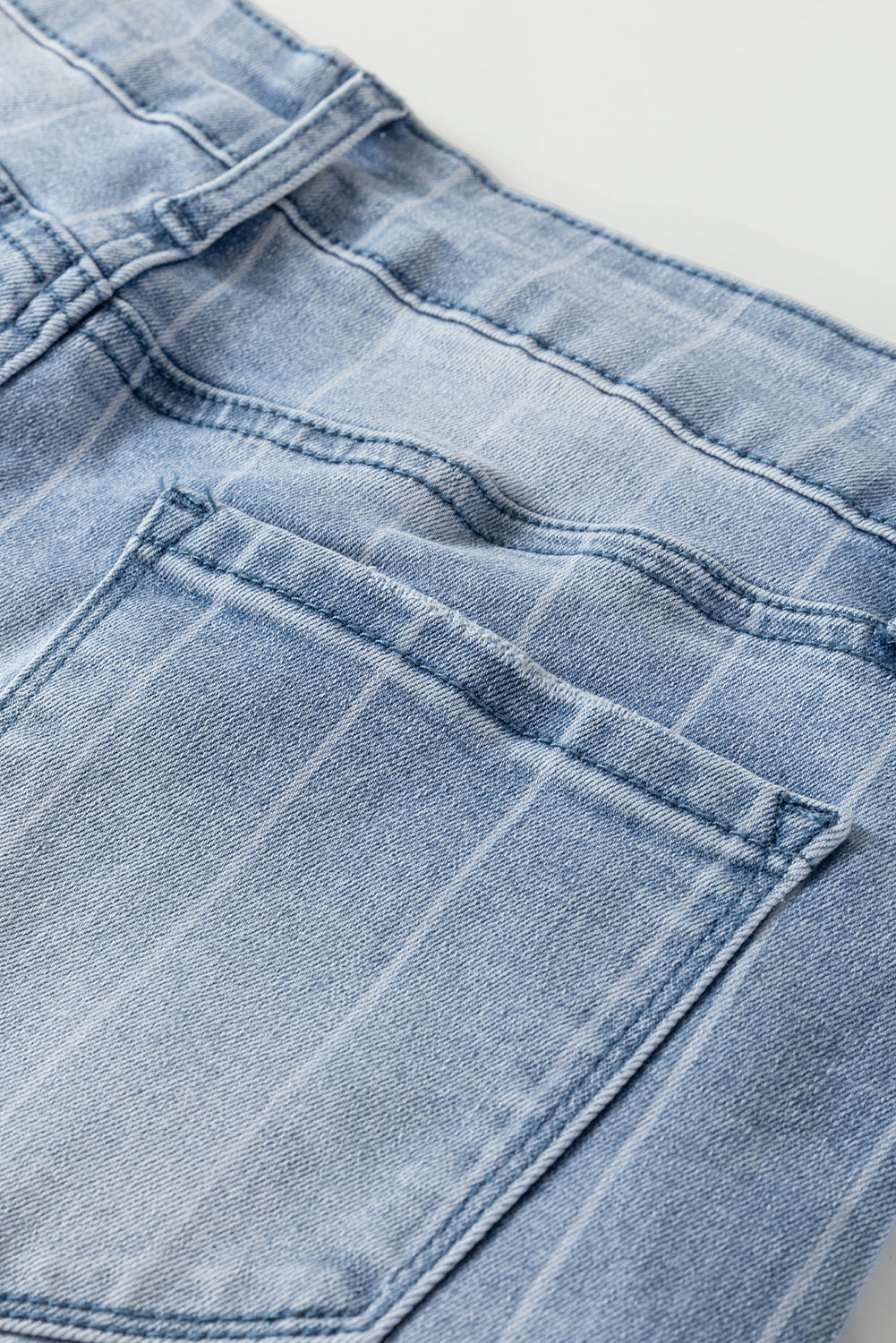Beau Blue Multi Buttons Pinstripe Wide Leg Jeans for Women