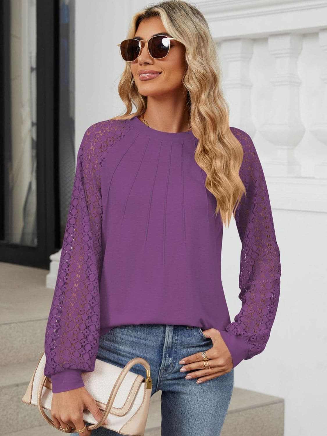 Lace long sleeve top in black - Love Salve