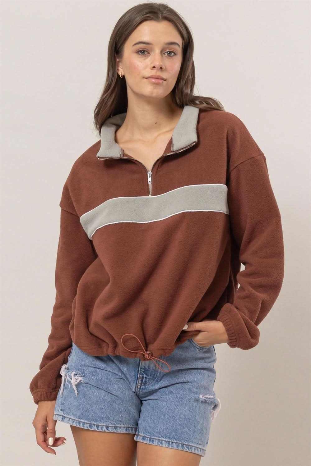 HYFVE Fleece Color Block Half Zip Sweatshirt - Love Salve