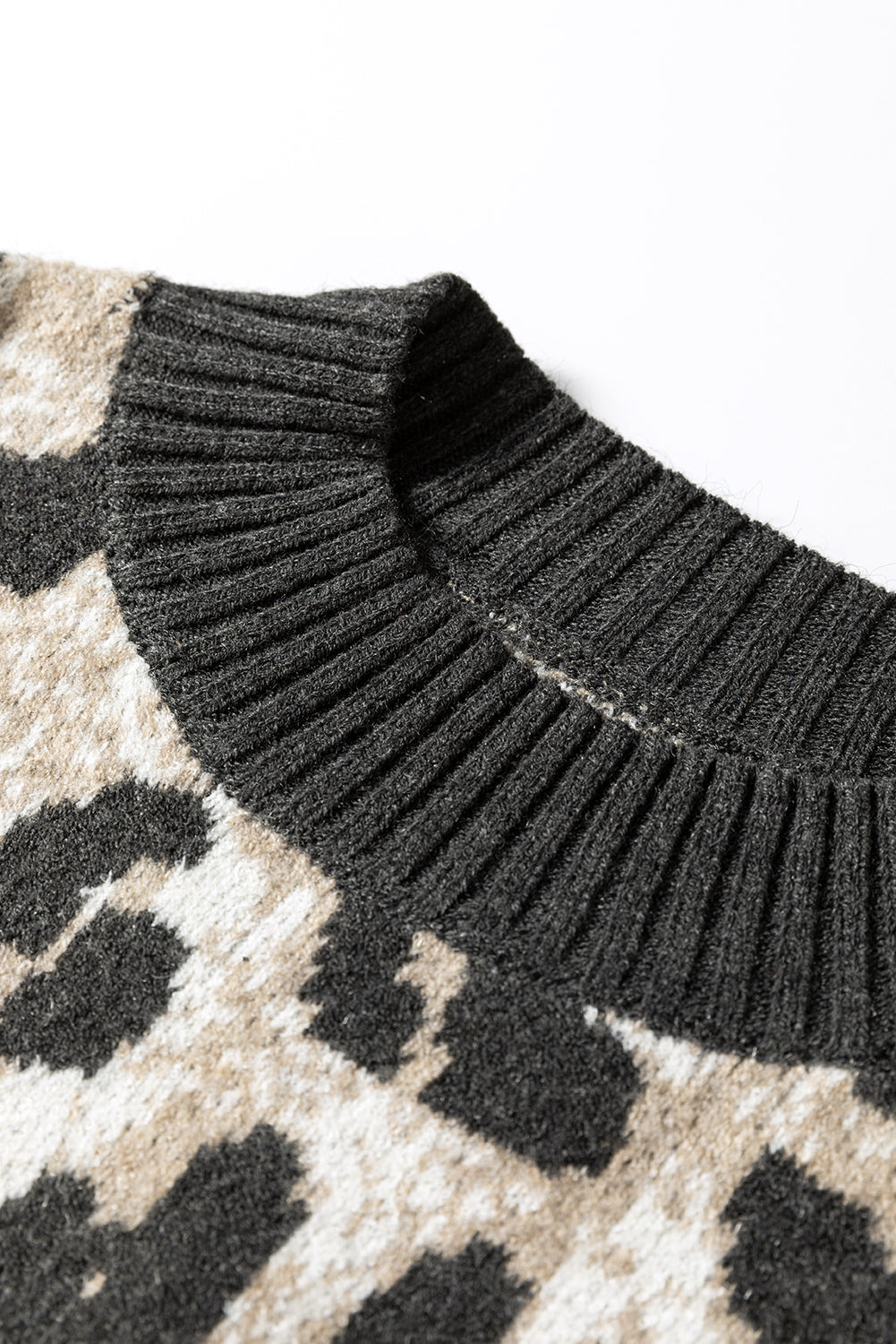 Carbon Grey Leopard Drop Shoulder Baggy Knit Sweater Dear-Lover Dropshipping