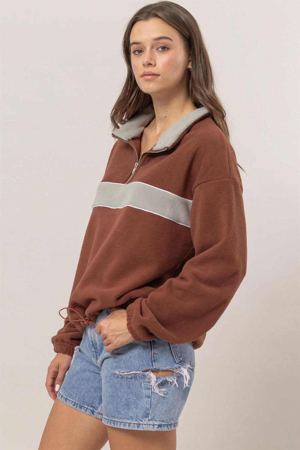 HYFVE Fleece Color Block Half Zip Sweatshirt - Love Salve