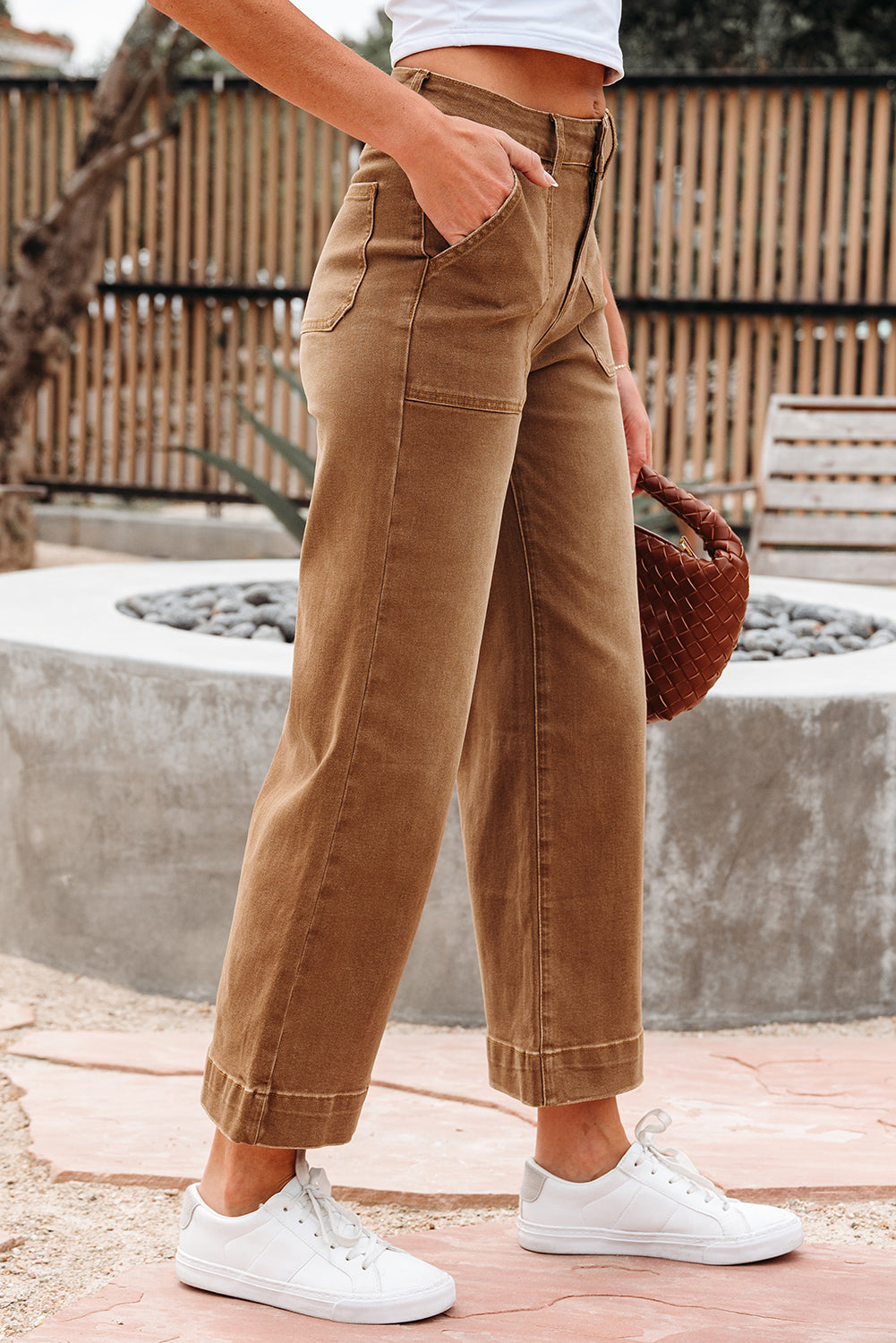 Breen Cropped High Rise Wide Leg Jeans Casual Everyday Wear