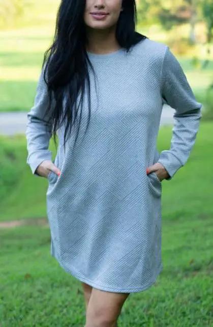 Quincy Textured Long Sleeve Mini Dress - Love Salve