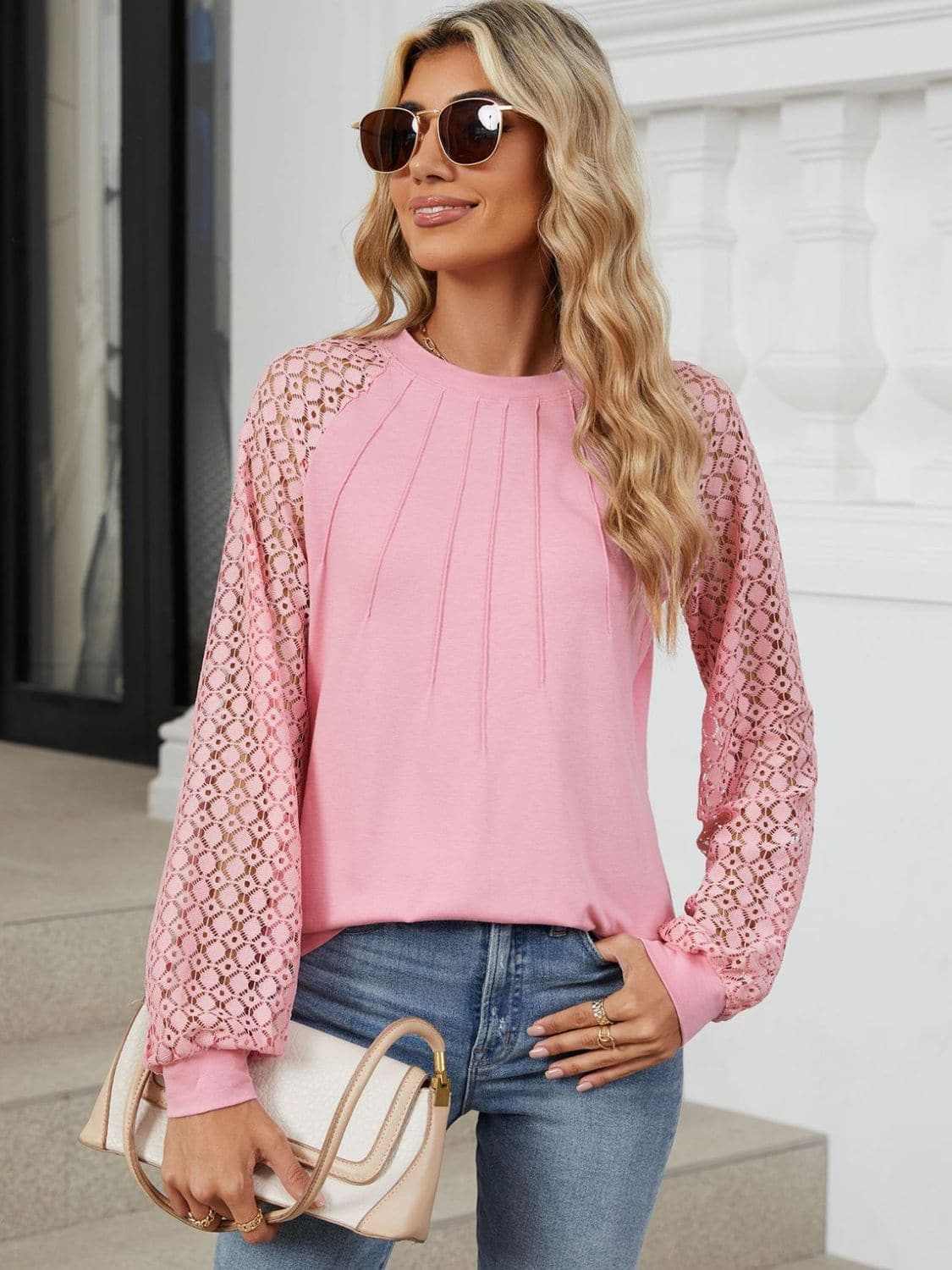 Lace long sleeve top in black - Love Salve