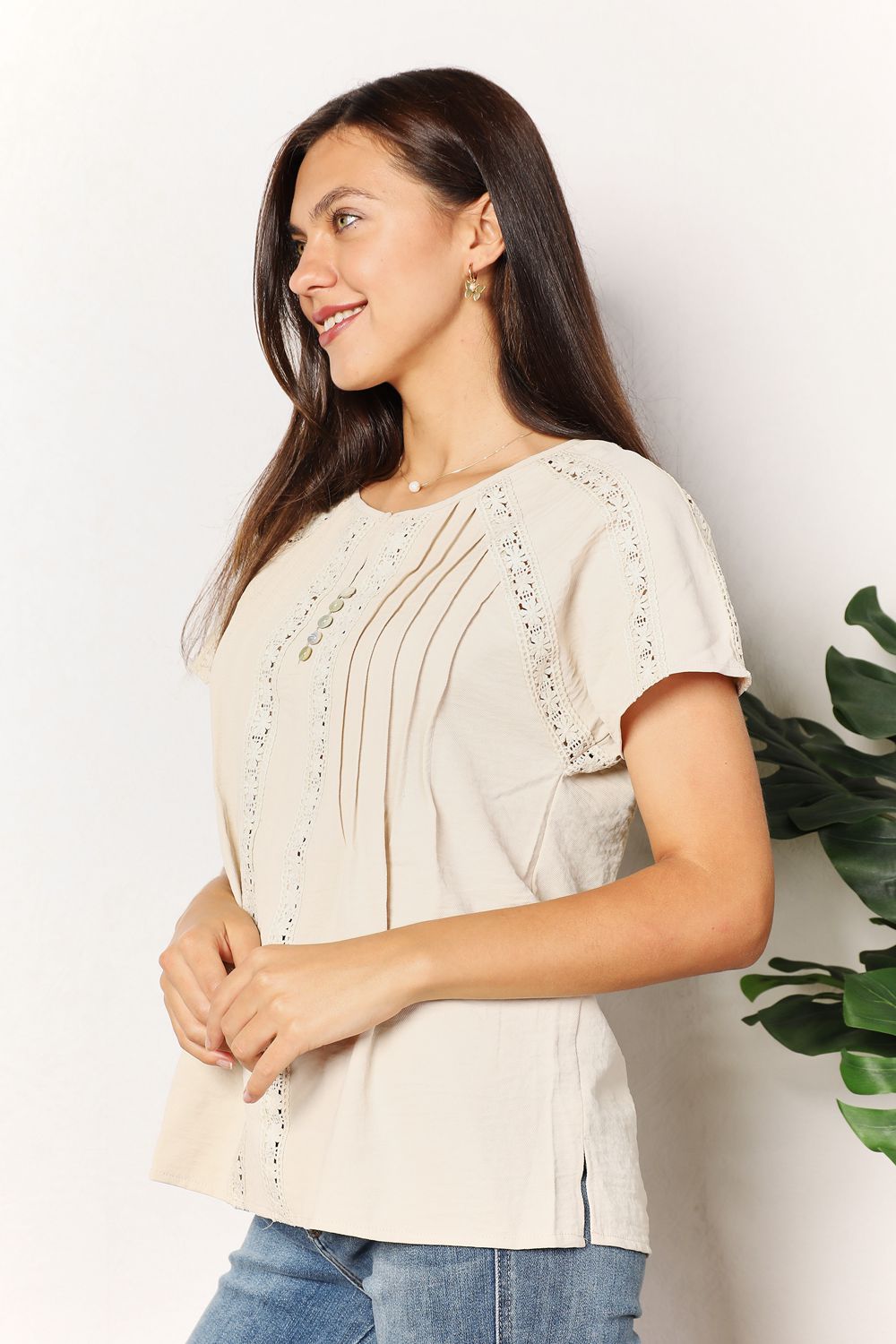 Double Take: Crochet Top, Buttoned Sleeves