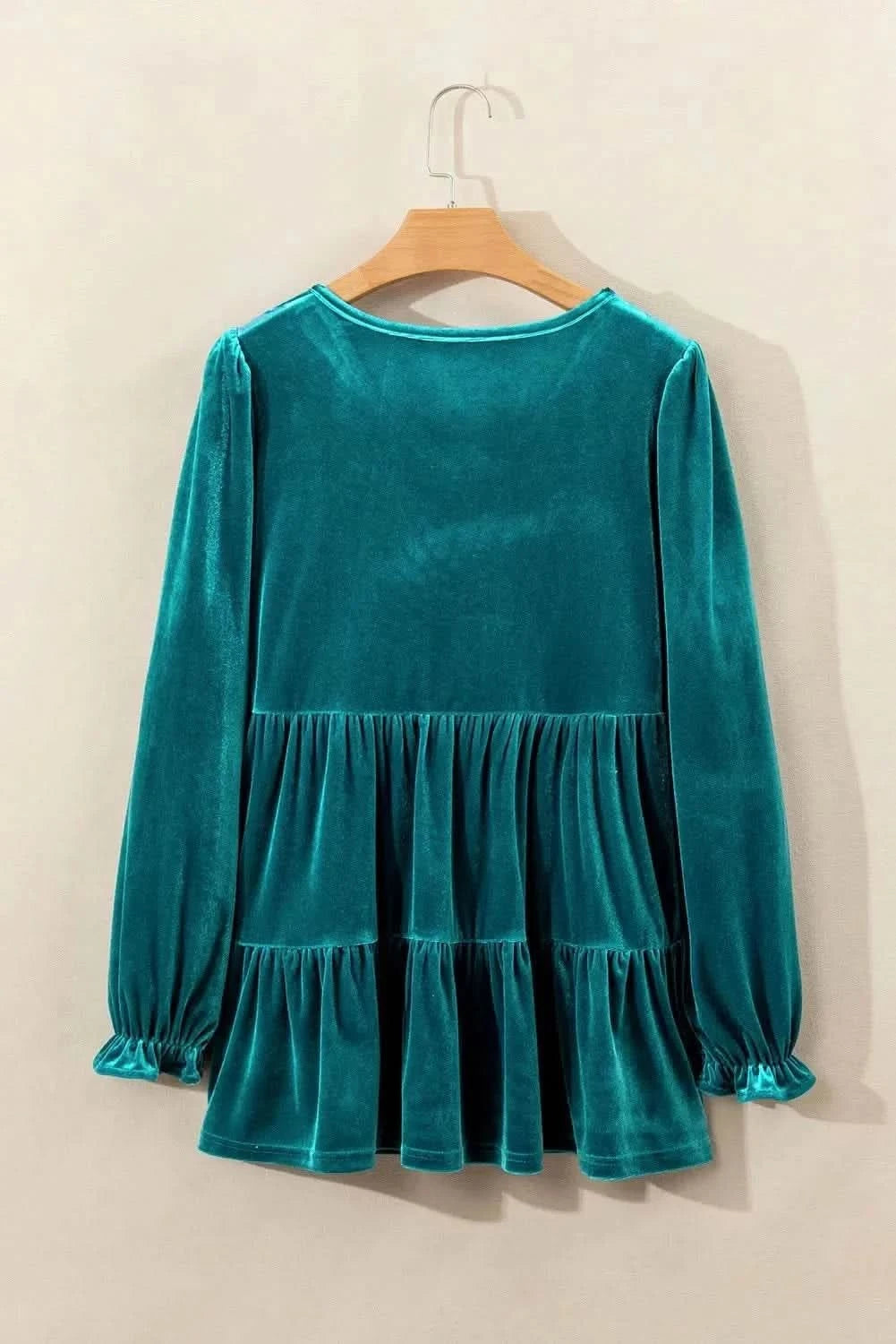 Peplum V-Neck Flounce Sleeve Blouse - Love Salve