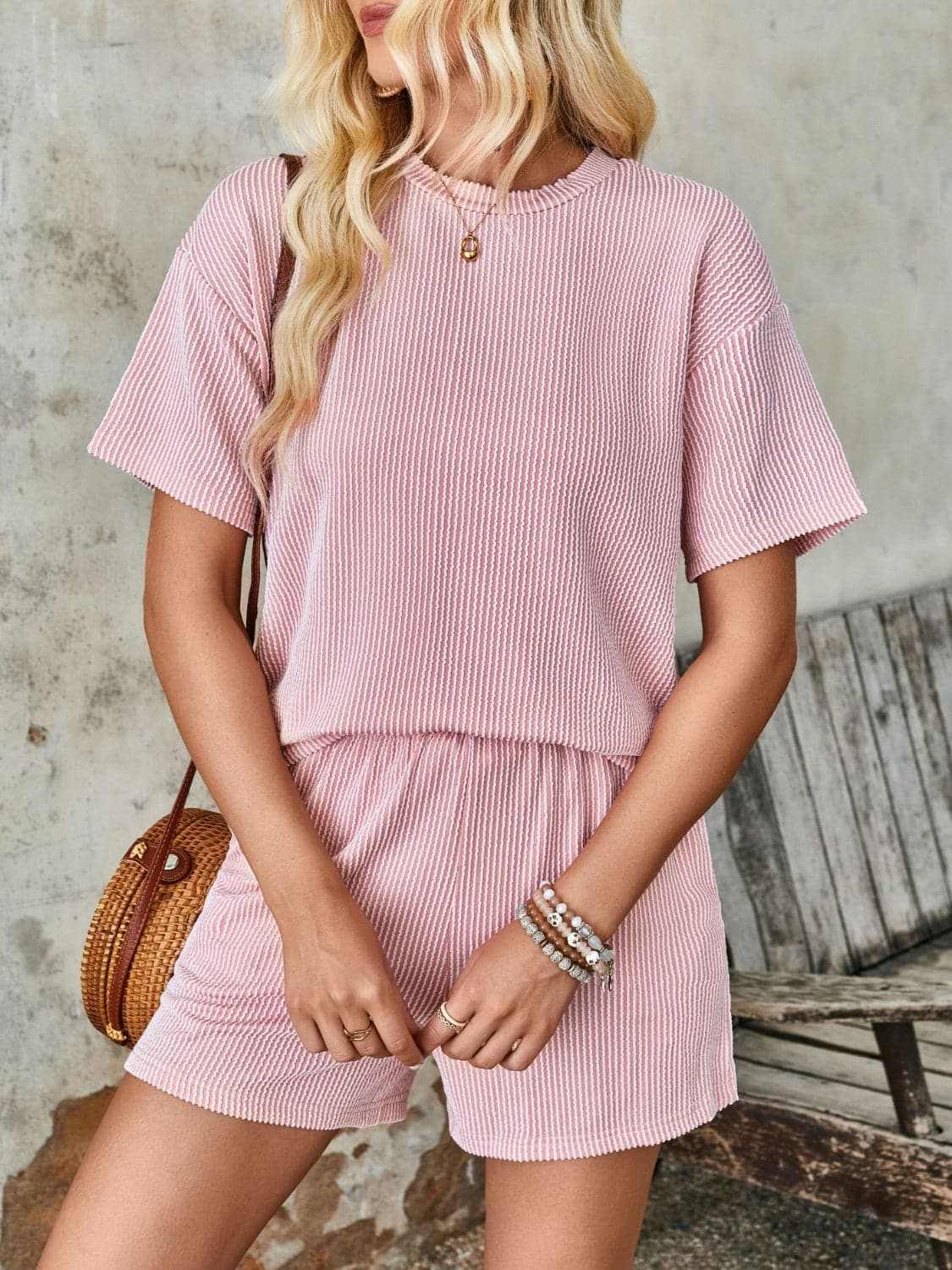 Textured loungewear set - shorts & top - Love Salve