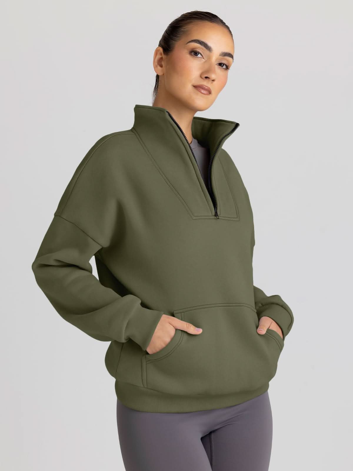 Trendy Queen Sweatshirts Half Zip Pullover Quarter Zip Oversized Hoodies Sweaters Comfy Fall Outfits 2024 Y2K Winter Clothes - Love Salve