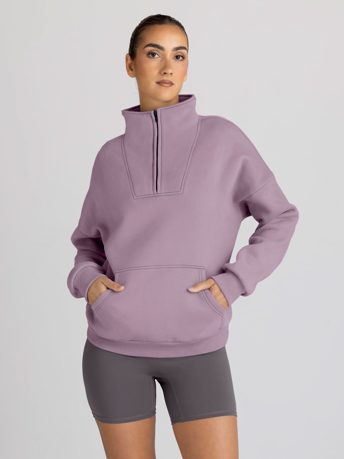 Trendy Queen Sweatshirts Half Zip Pullover Quarter Zip Oversized Hoodies Sweaters Comfy Fall Outfits 2024 Y2K Winter Clothes - Love Salve