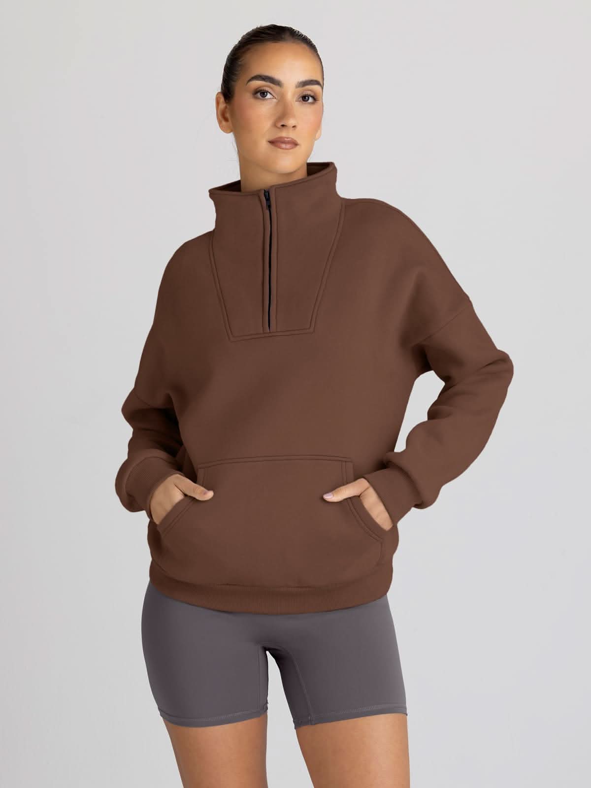 Trendy Queen Sweatshirts Half Zip Pullover Quarter Zip Oversized Hoodies Sweaters Comfy Fall Outfits 2024 Y2K Winter Clothes - Love Salve