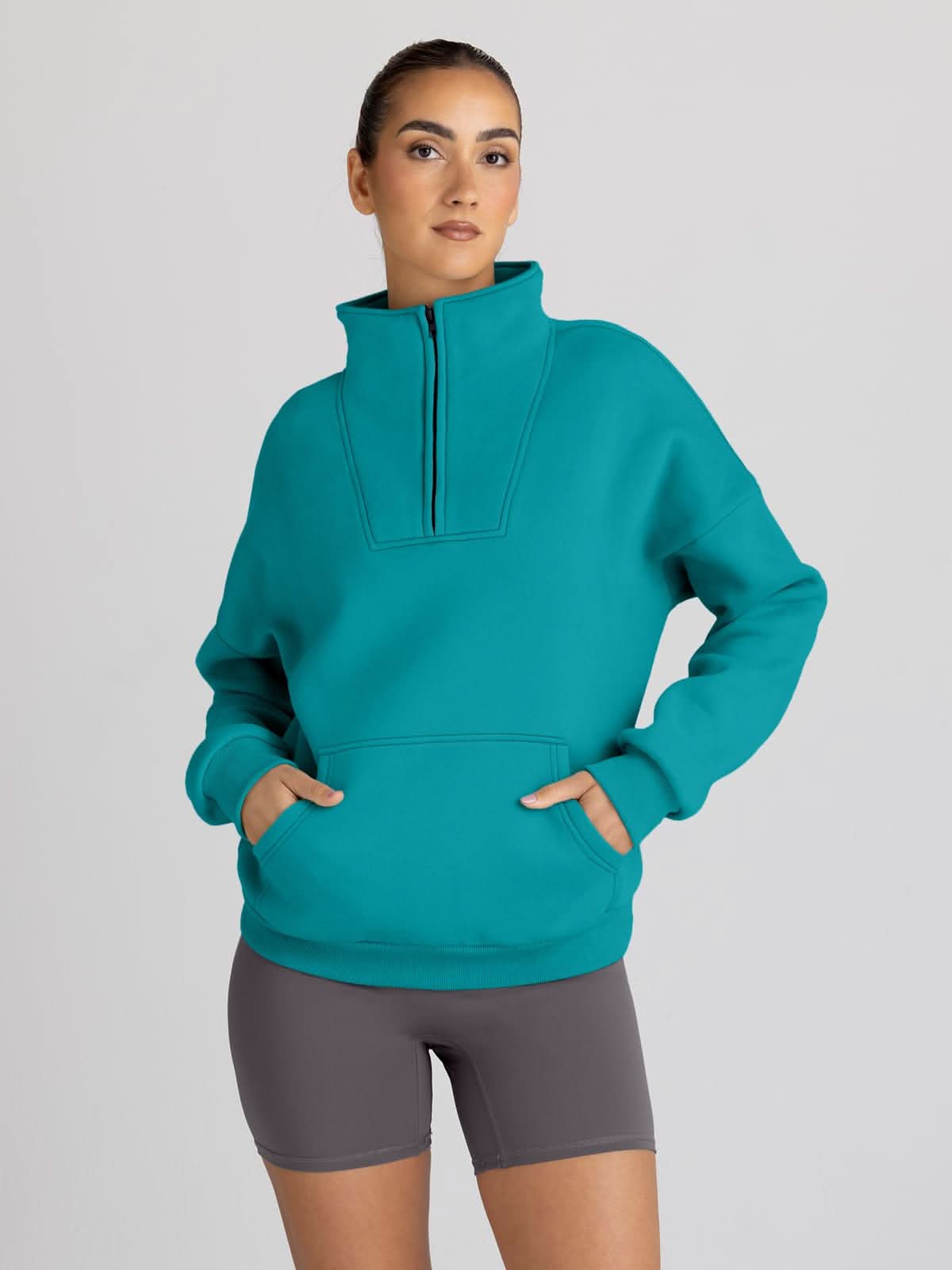 Trendy Queen Sweatshirts Half Zip Pullover Quarter Zip Oversized Hoodies Sweaters Comfy Fall Outfits 2024 Y2K Winter Clothes - Love Salve