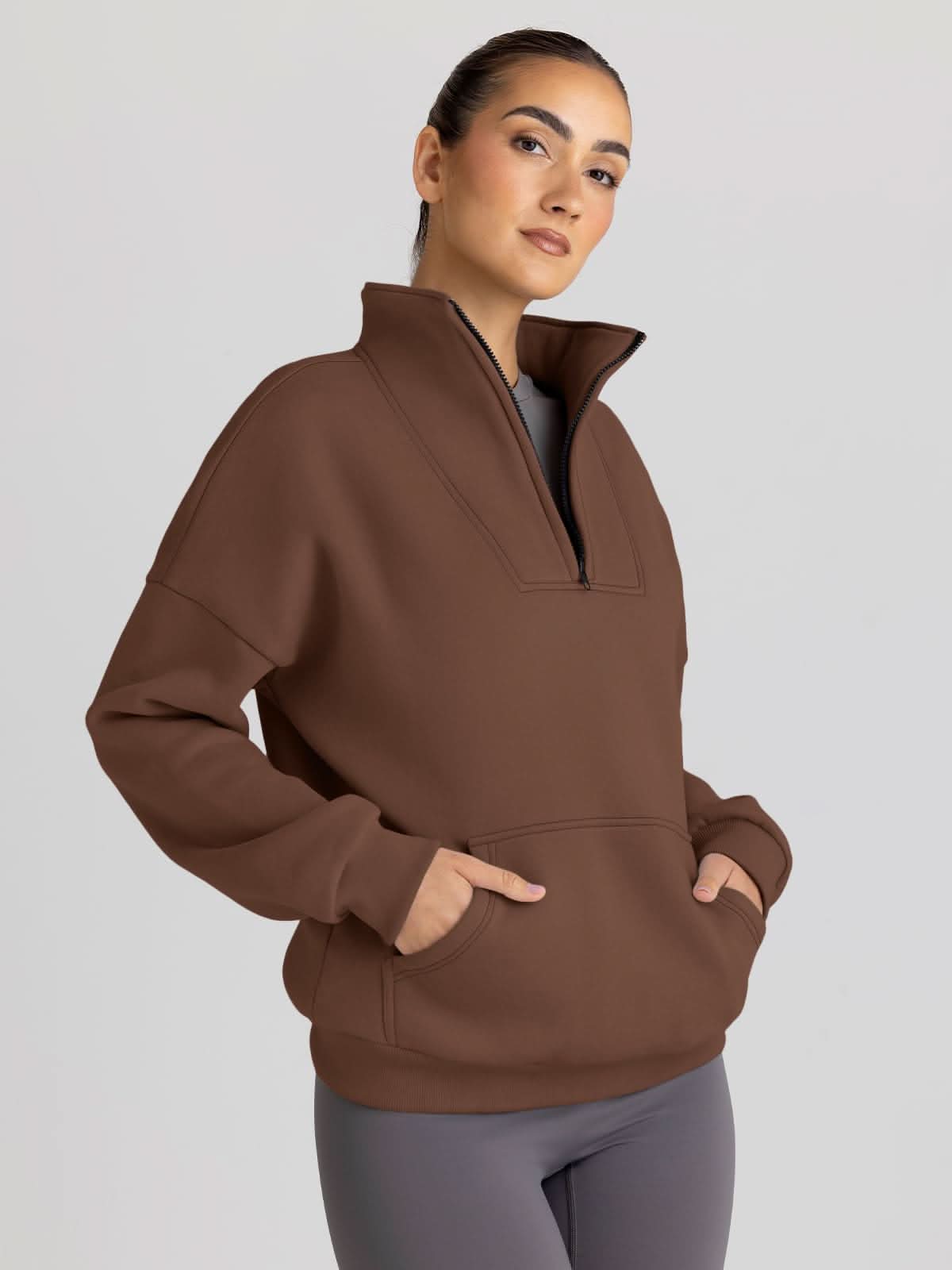 Trendy Queen Sweatshirts Half Zip Pullover Quarter Zip Oversized Hoodies Sweaters Comfy Fall Outfits 2024 Y2K Winter Clothes - Love Salve