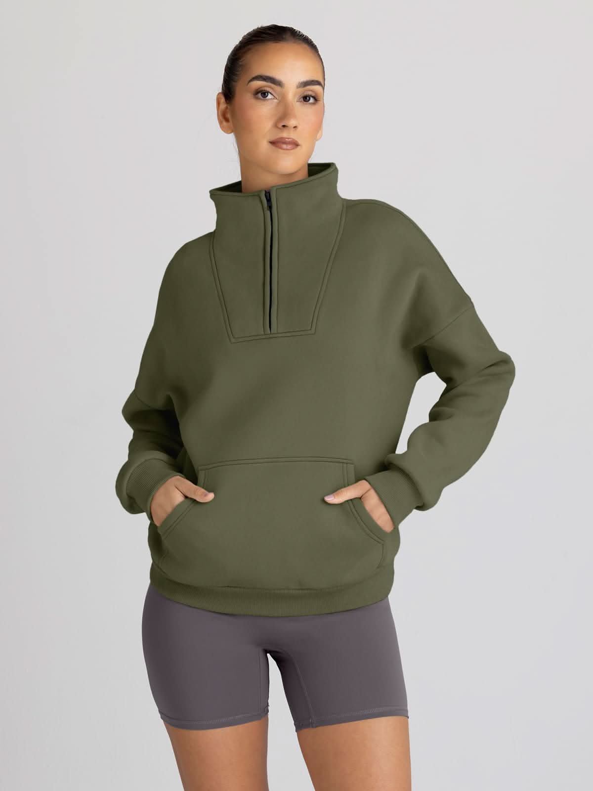 Trendy Queen Sweatshirts Half Zip Pullover Quarter Zip Oversized Hoodies Sweaters Comfy Fall Outfits 2024 Y2K Winter Clothes - Love Salve