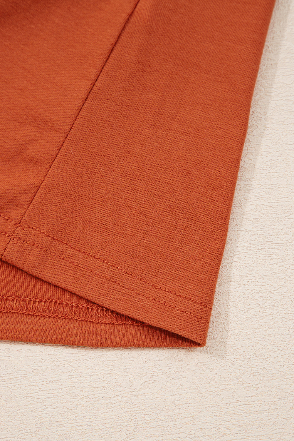 Red Clay Asymmetric Seam Detail Solid Color Long Sleeve Top