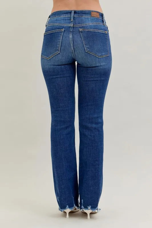 Judy Blue Plus Size Mid Rise Non Distressed Hem Bootcut Jeans - Love Salve