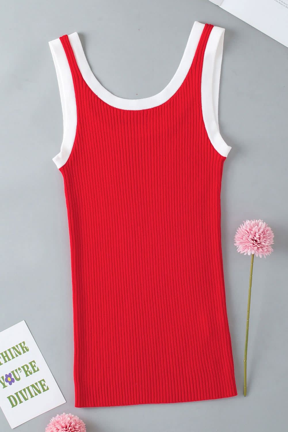 Trendy colorblock ribbed tank top
