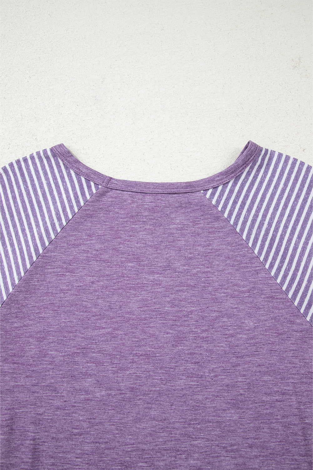 Tillandsia Purple Contrast Print Striped Raglan Long Sleeve