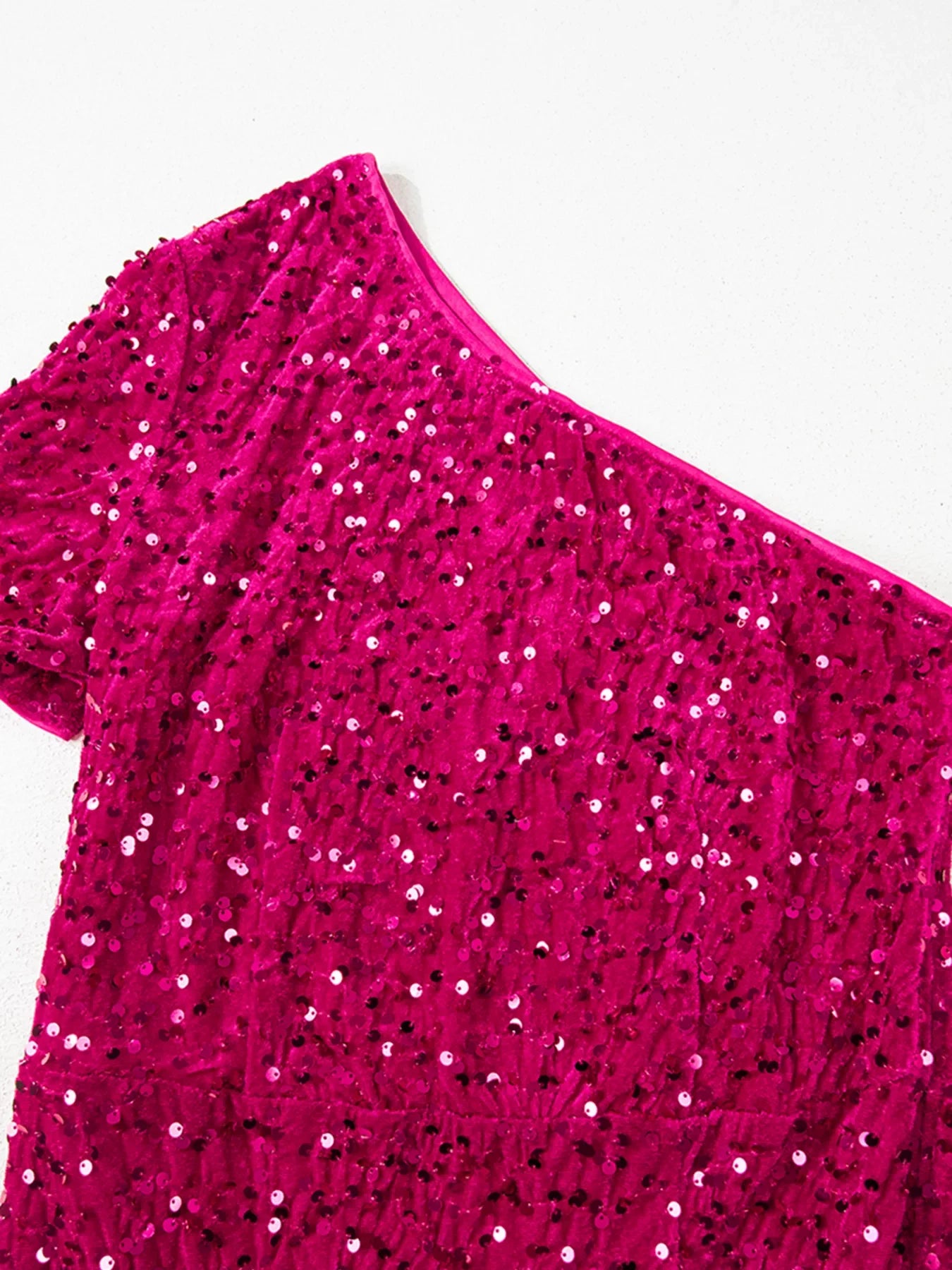 Sequin One-Shoulder Dress with High Slit