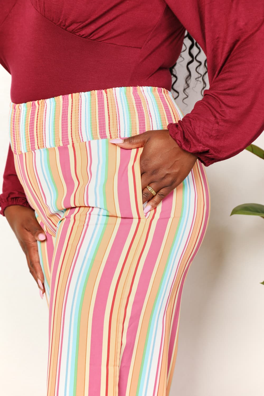 Double Take: Striped Smocked Pants