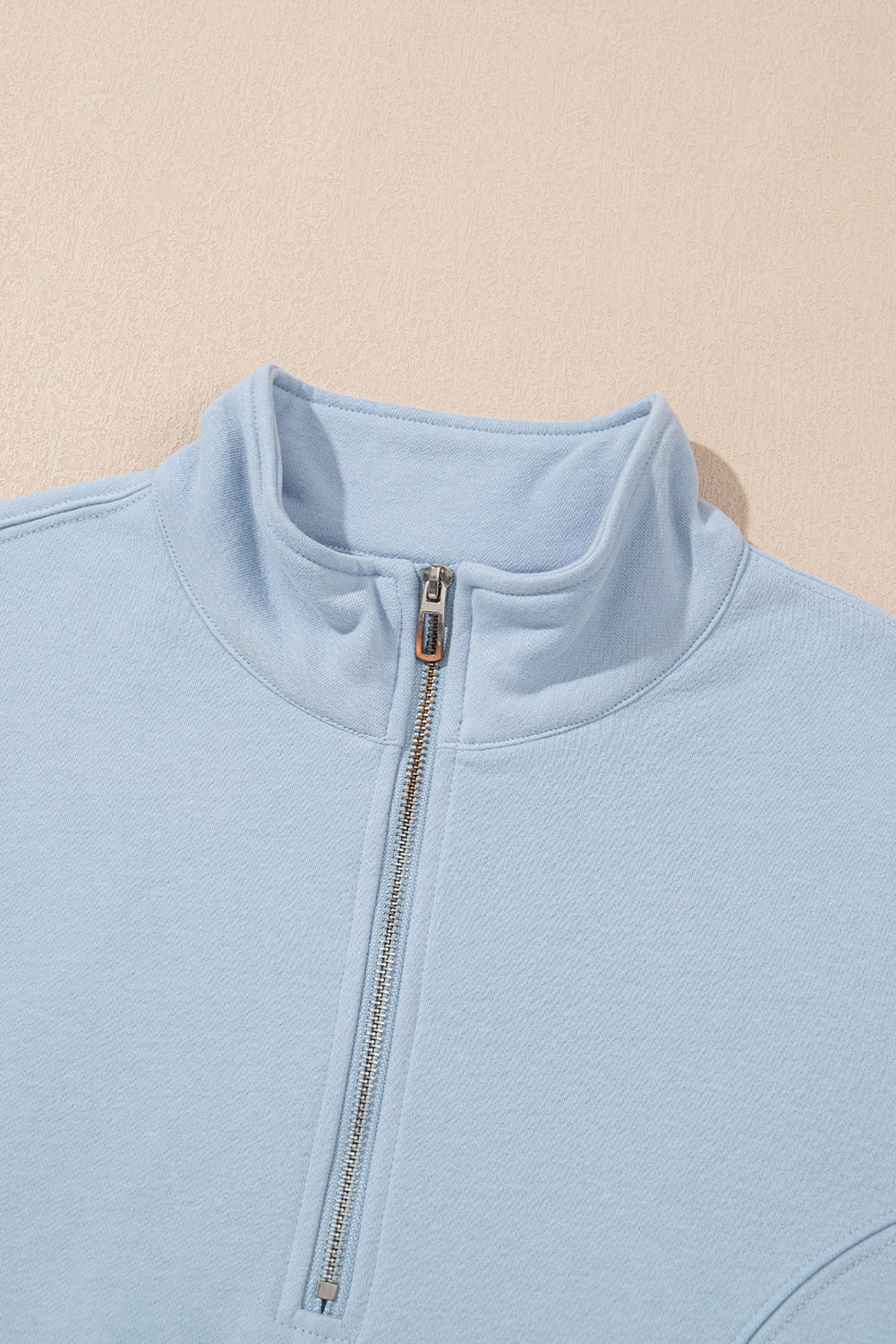 Sky Blue Half Zip Up Pullover Active Top and Joggers Set