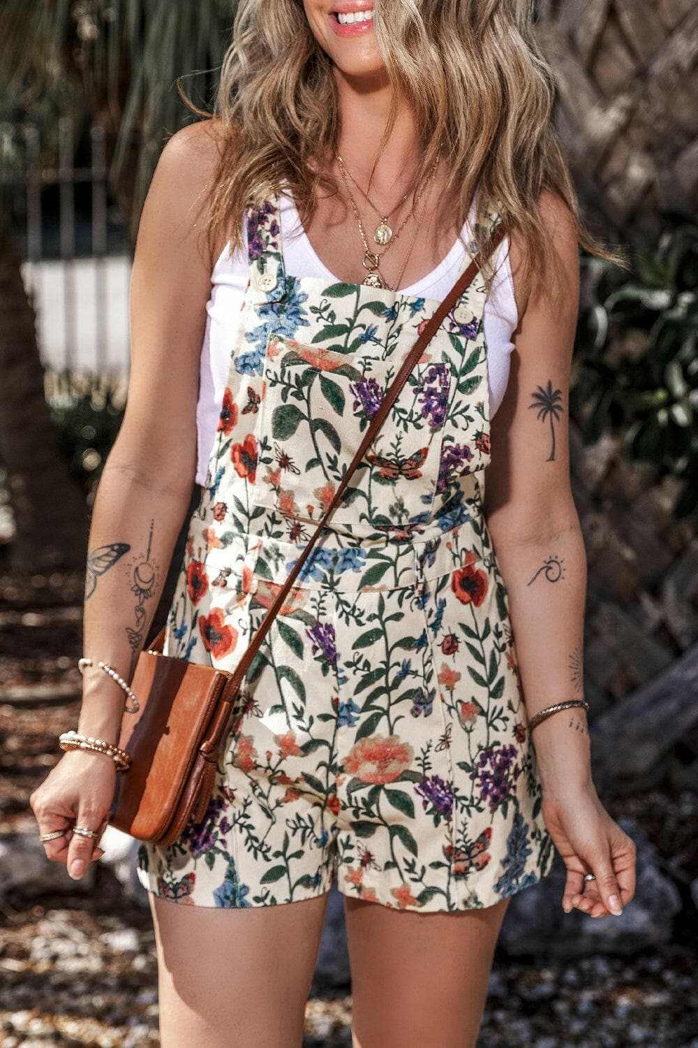 Printed Square Neck Wide Strap Romper.