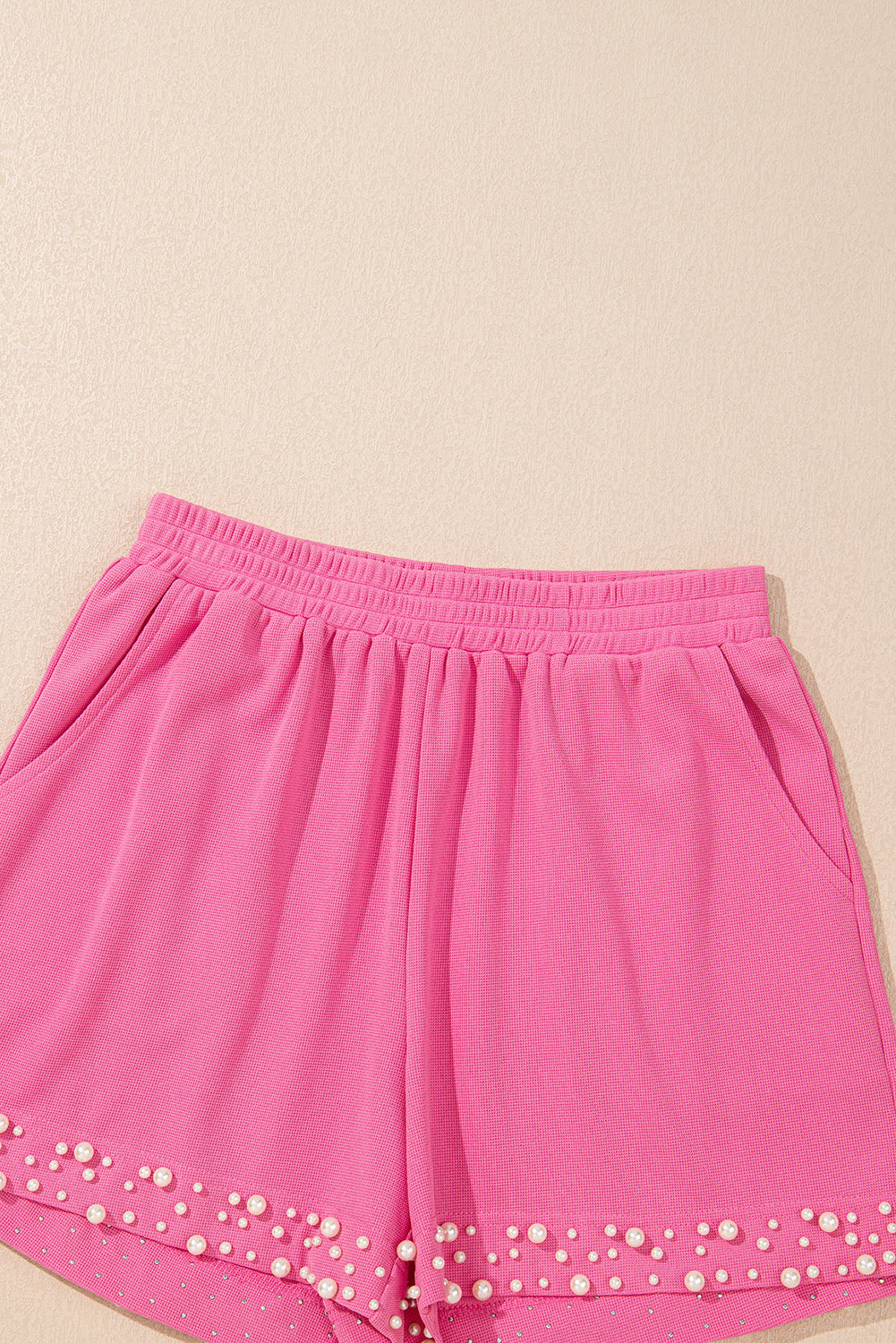 Bright Pink Textured Pearled Ruffle Sleeve Top Set