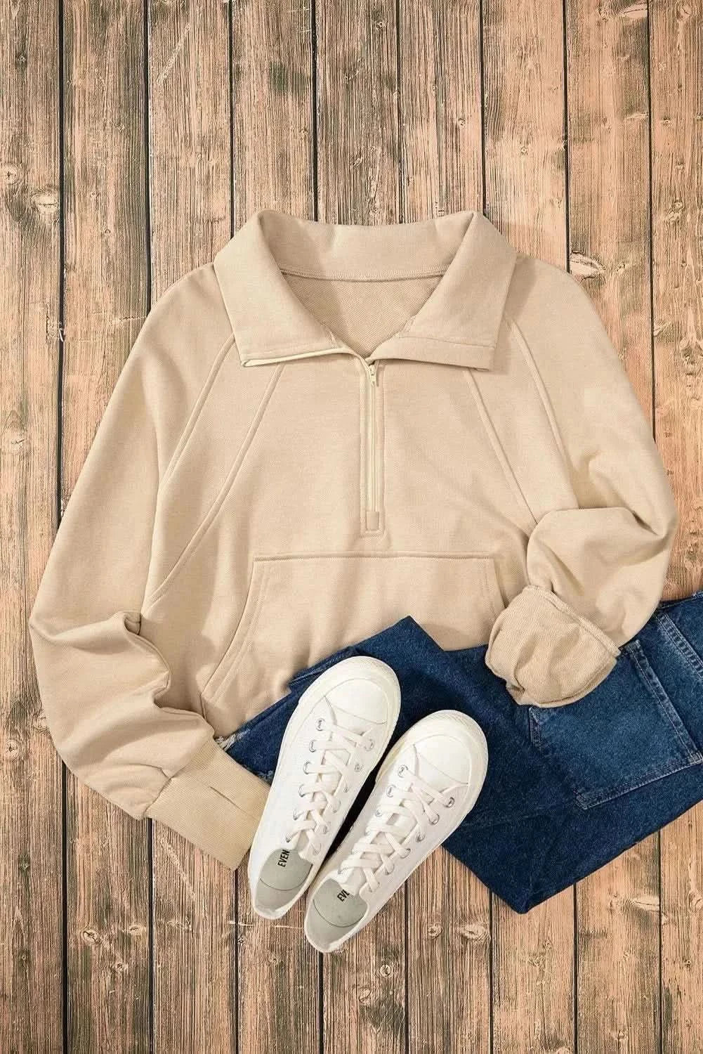Half Zip Long Sleeve Sweatshirt - Love Salve