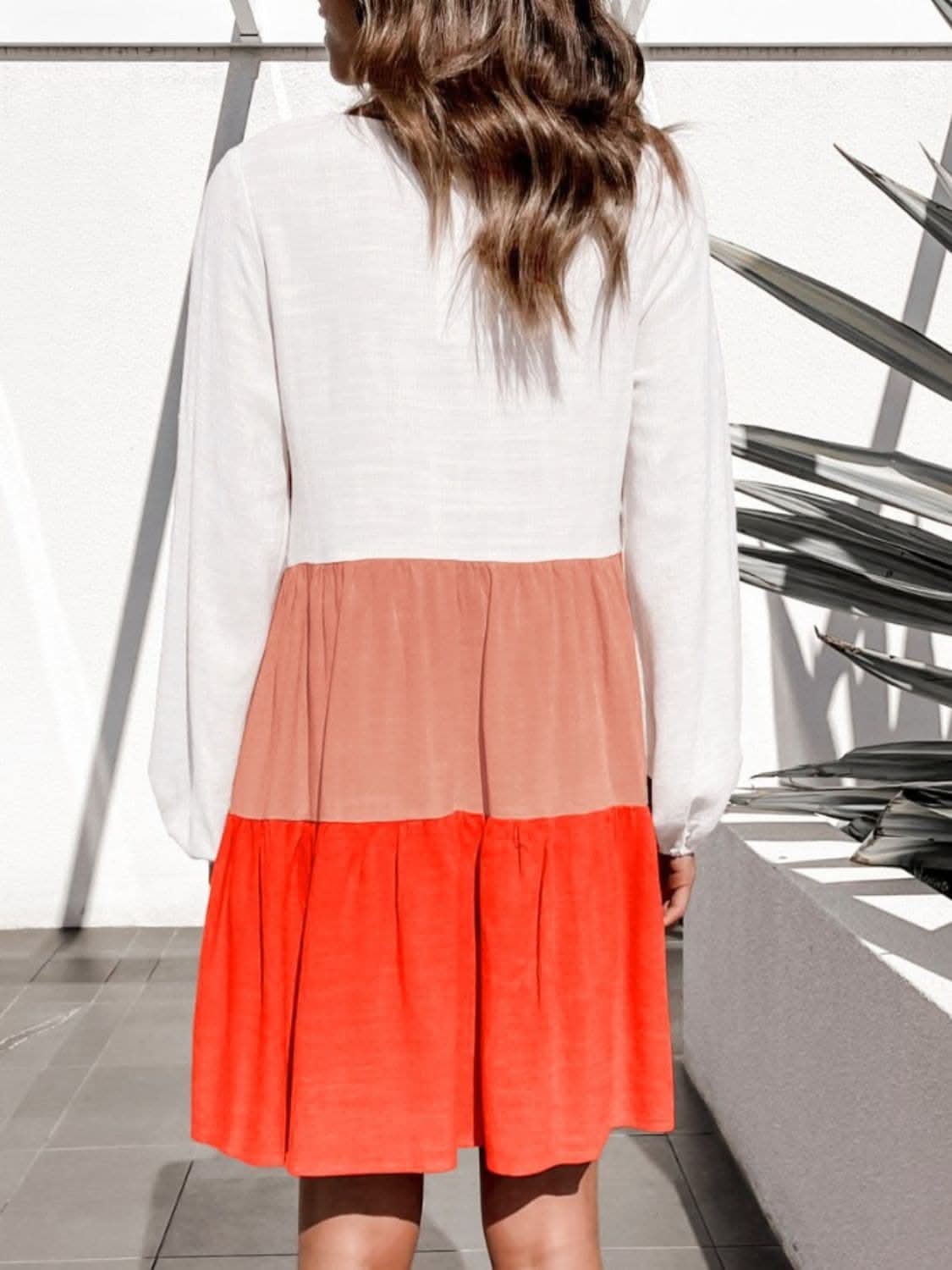 Chic long sleeve contrast dress - Love Salve