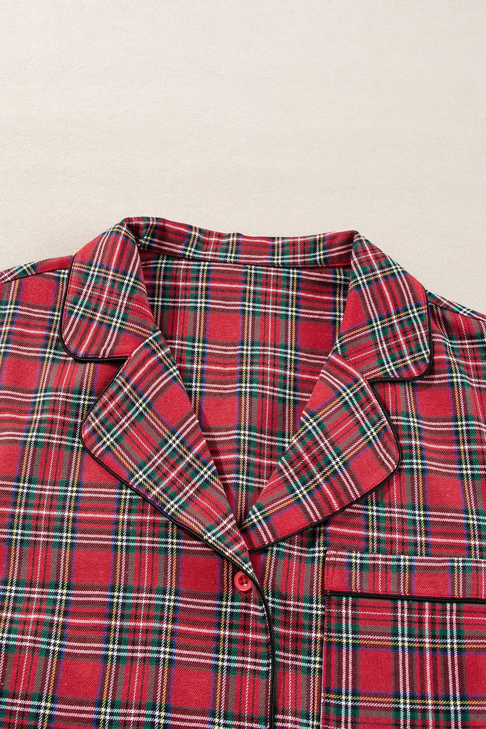 Cozy plus size red plaid lounge set - Love Salve