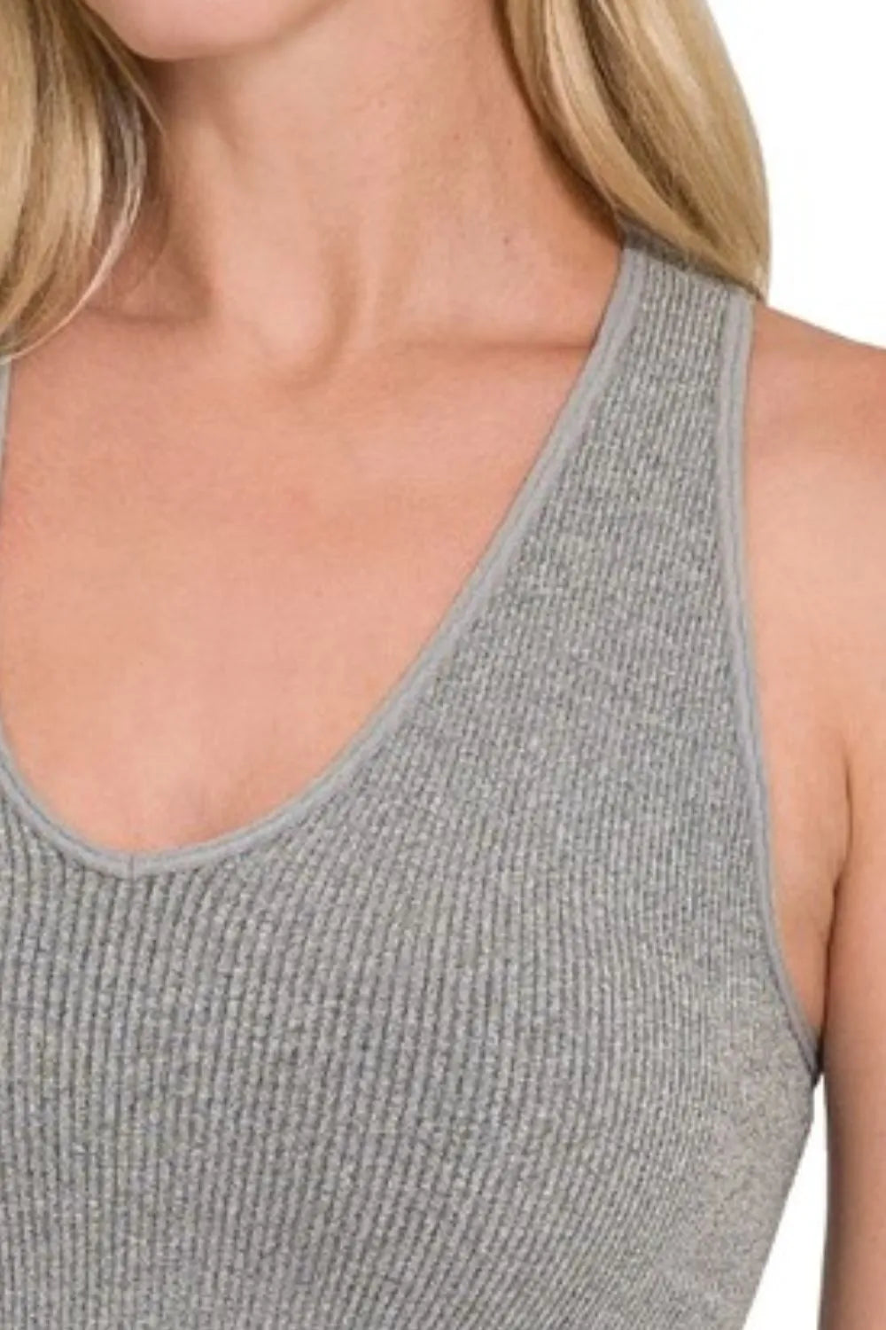 Zenana Seamless Ribbed Cropped Racerback Tank Top - Love Salve