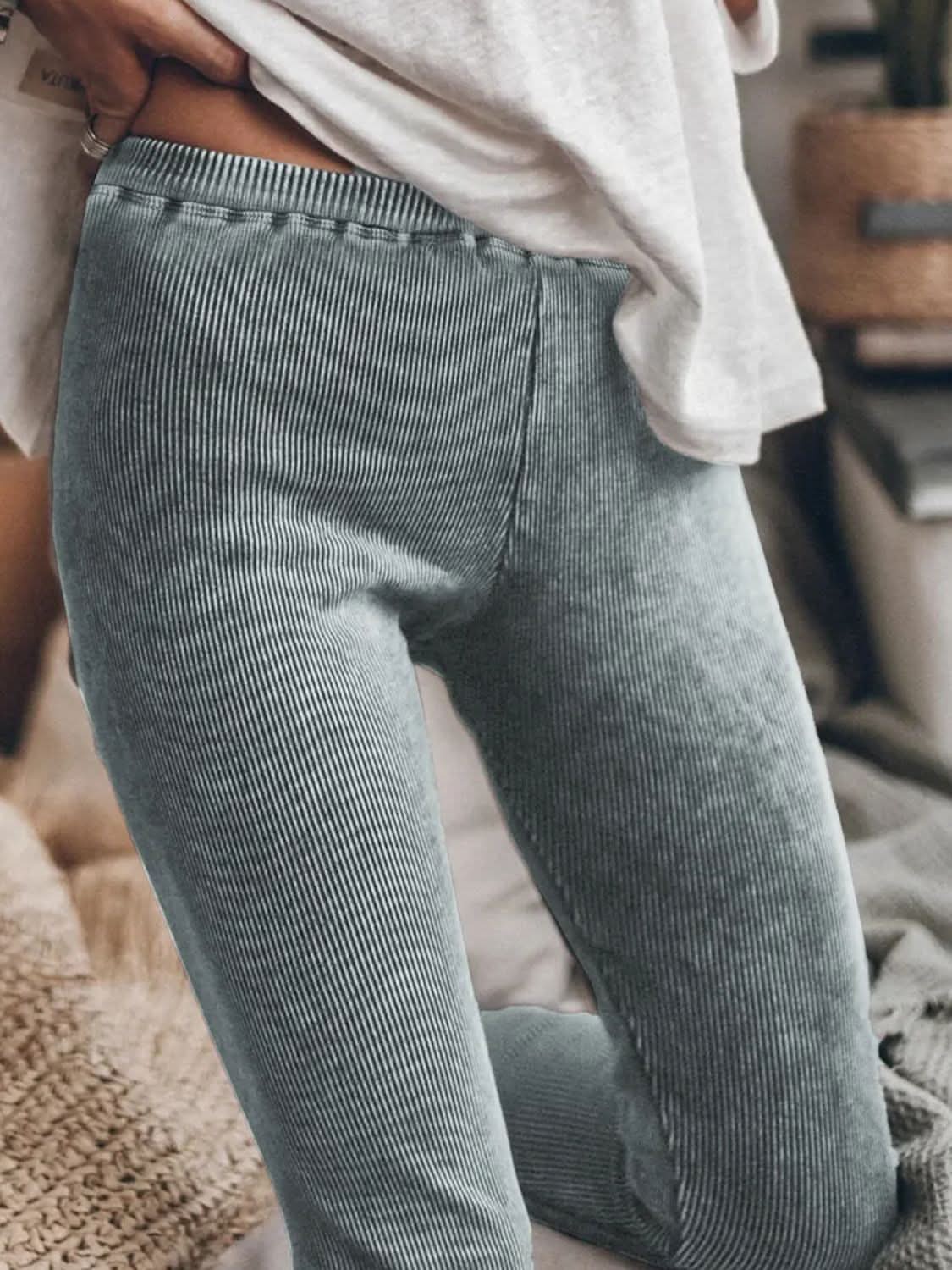 Ribbed leggings with elastic waist - Love Salve