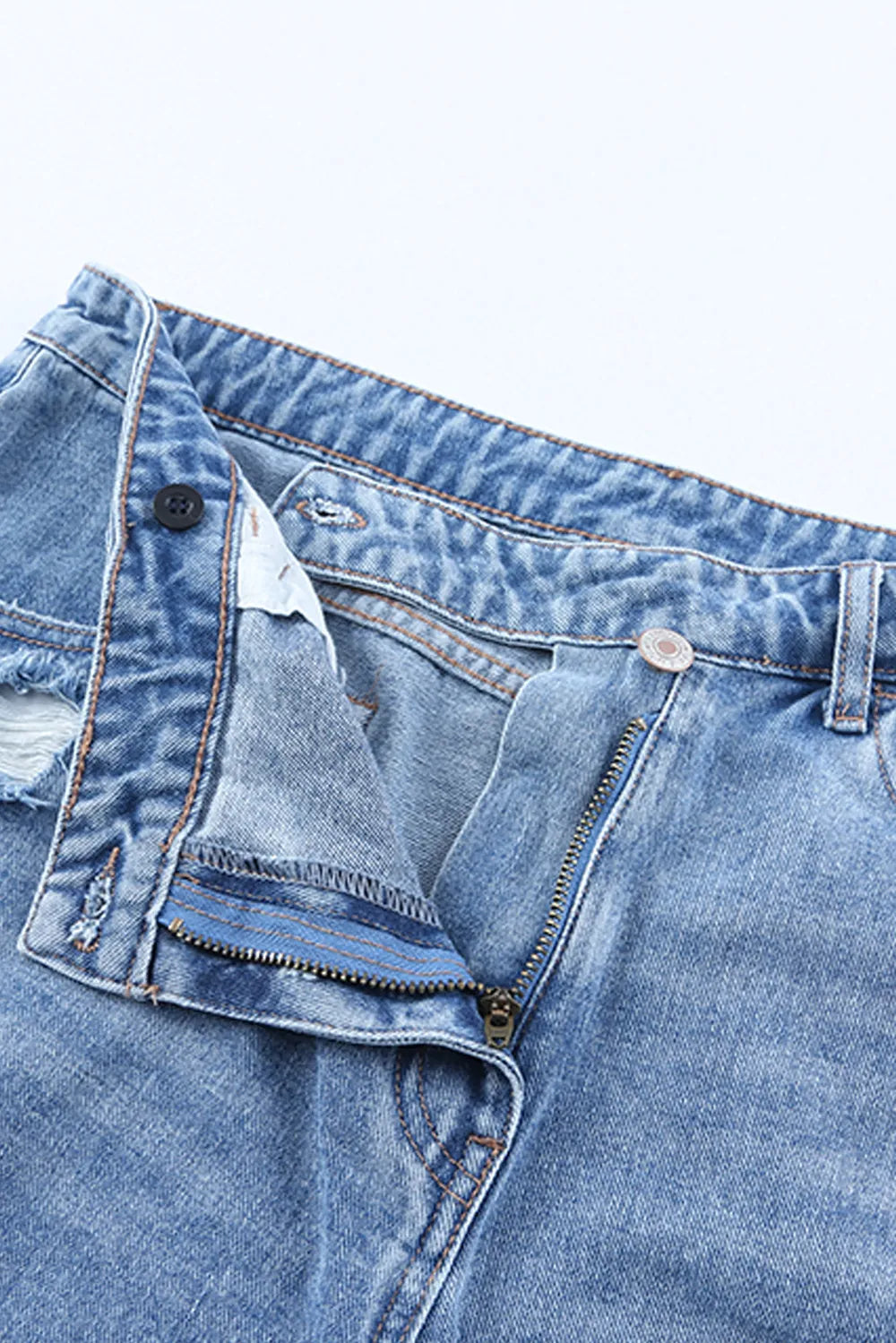Crossover Cutie High Rise Distressed Denim Shorts