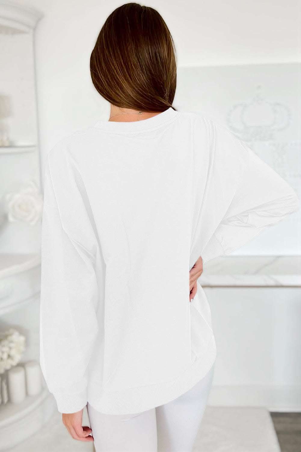 Gameday vibes white tinsel sweatshirt - Love Salve