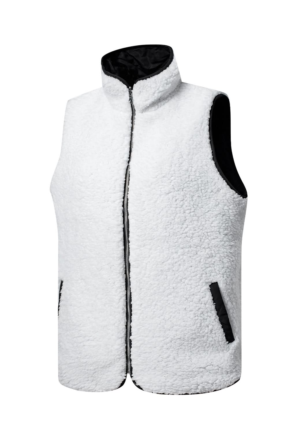 Black Fleece Lined Quilted Zip up Vest Coat - Love Salve