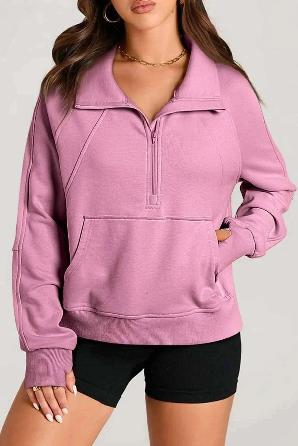 Half Zip Long Sleeve Sweatshirt - Love Salve