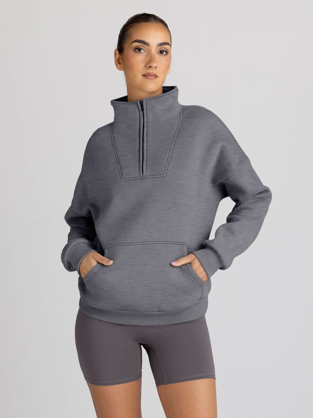 Trendy Queen Sweatshirts Half Zip Pullover Quarter Zip Oversized Hoodies Sweaters Comfy Fall Outfits 2024 Y2K Winter Clothes - Love Salve