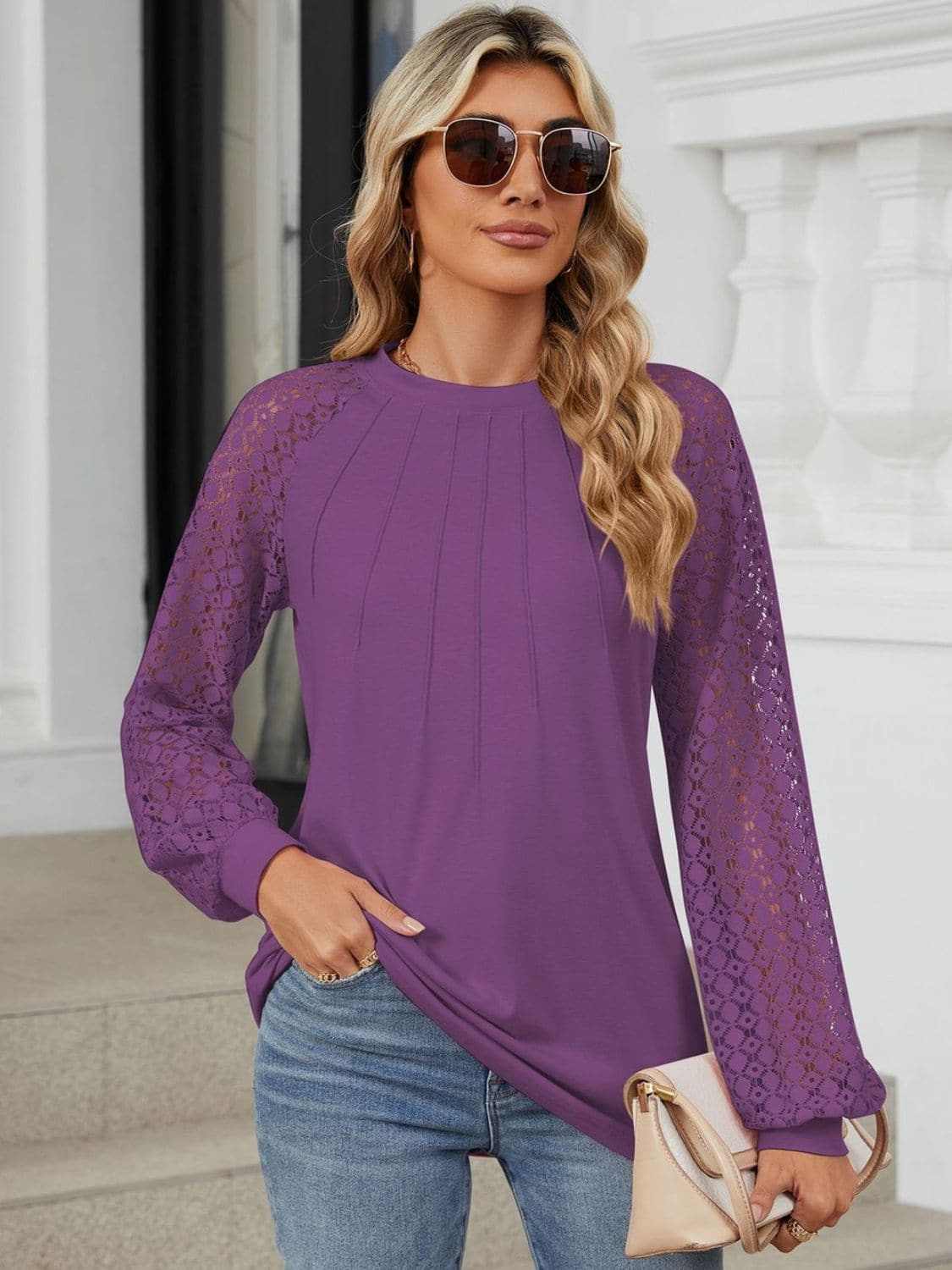 Lace long sleeve top in black - Love Salve