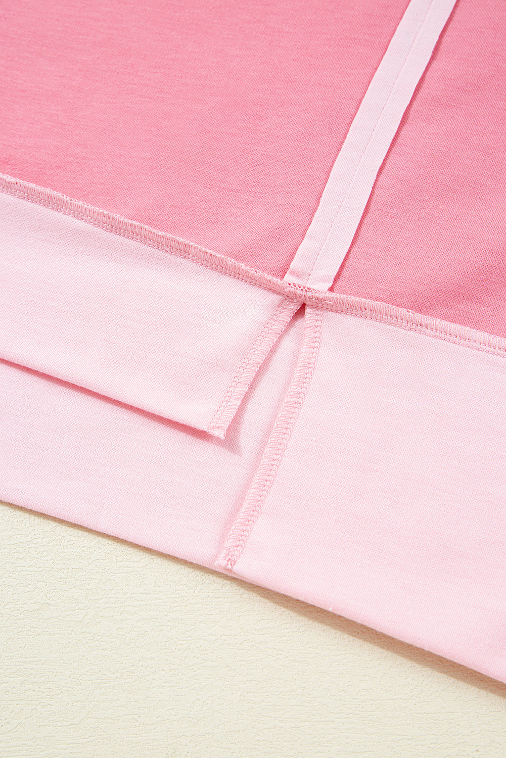 Peach Blossom Patchwork Two Tone Half Sleeve Plus Size Tee