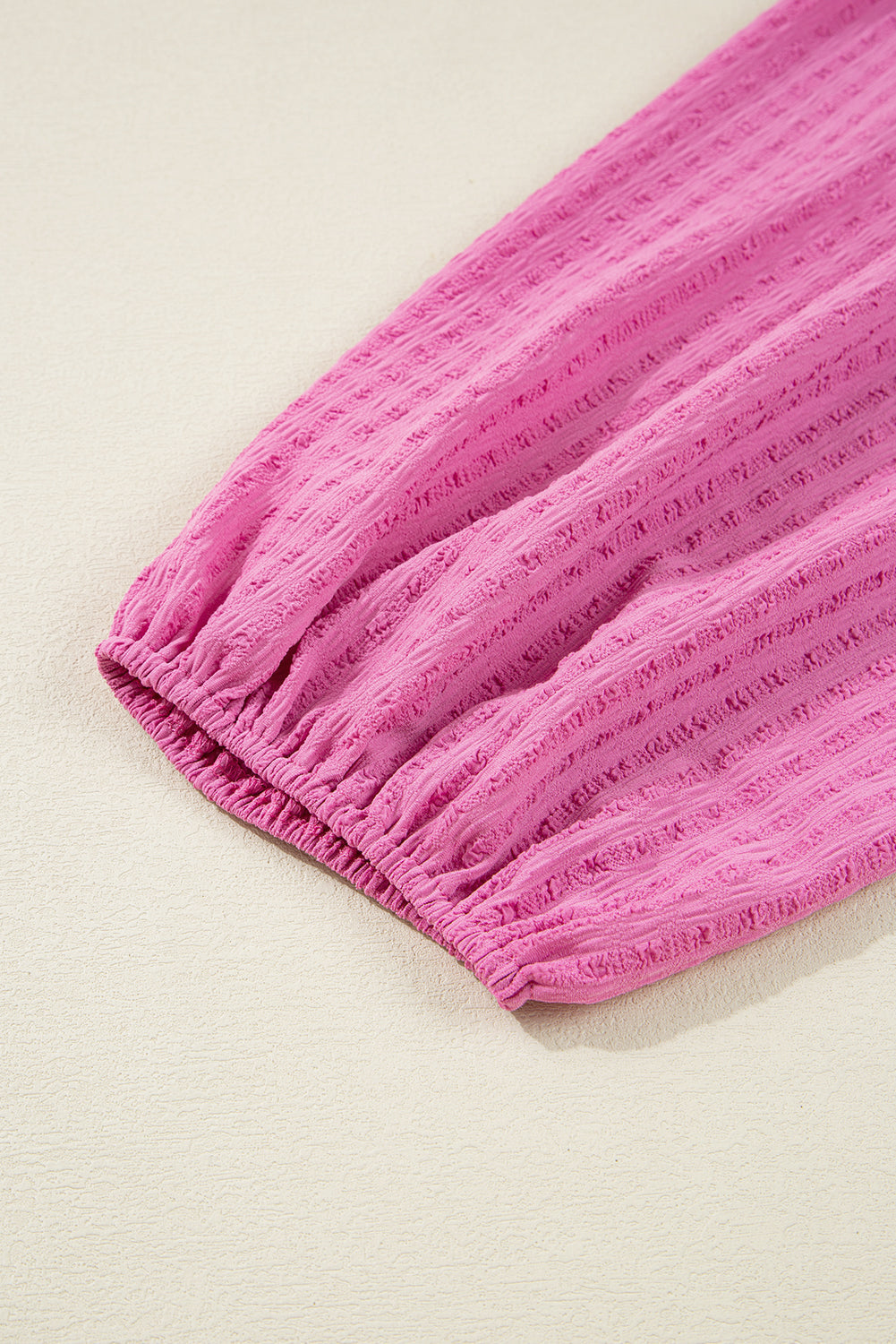 Premium Sachet Pink Plus Size Textured Tie Split Neck Puff Sleeve Flowy Mini Dress Dear-Lover Dropshipping