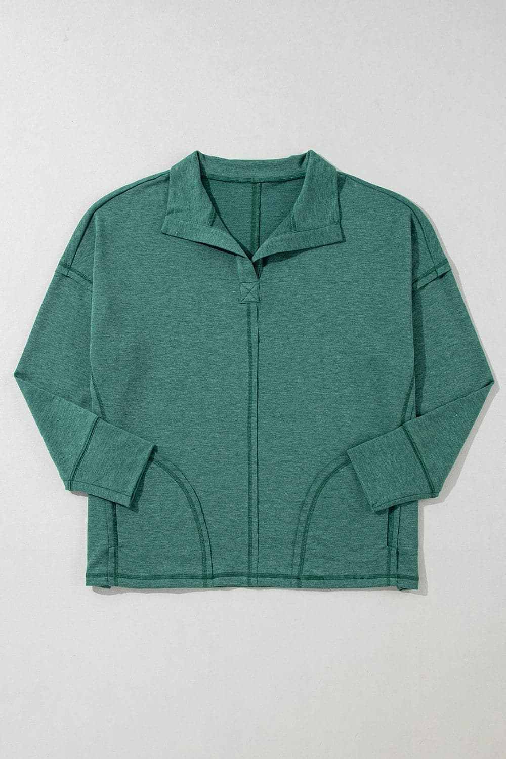 Collared Neck Long Sleeve Sweatshirt.
