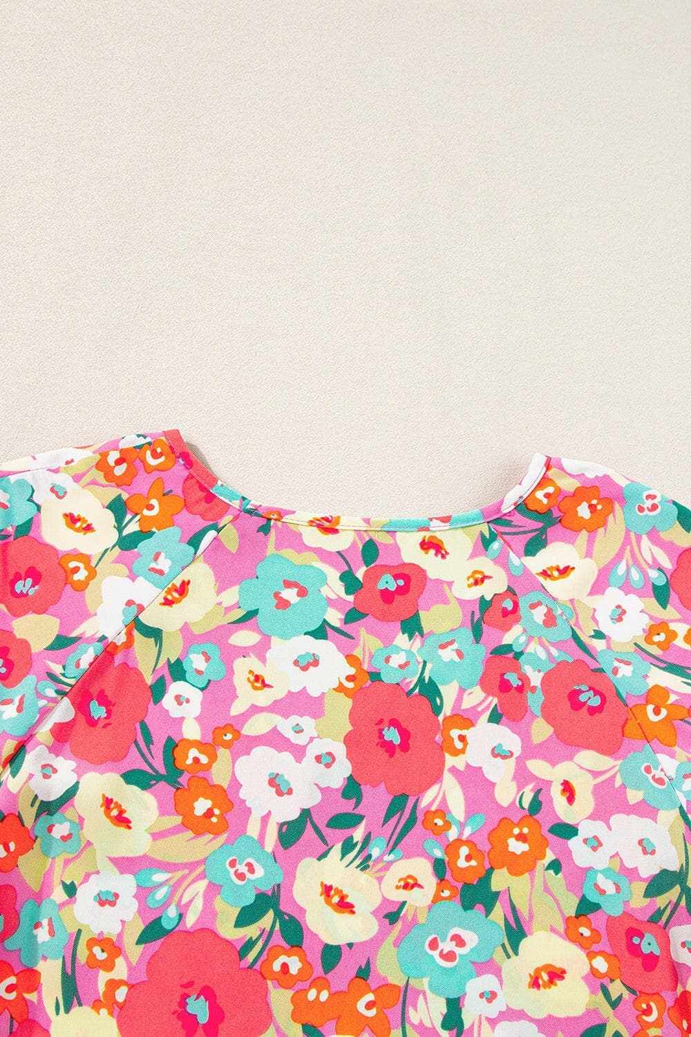 Floral peplum blouse - v-neck, short sleeve - Love Salve