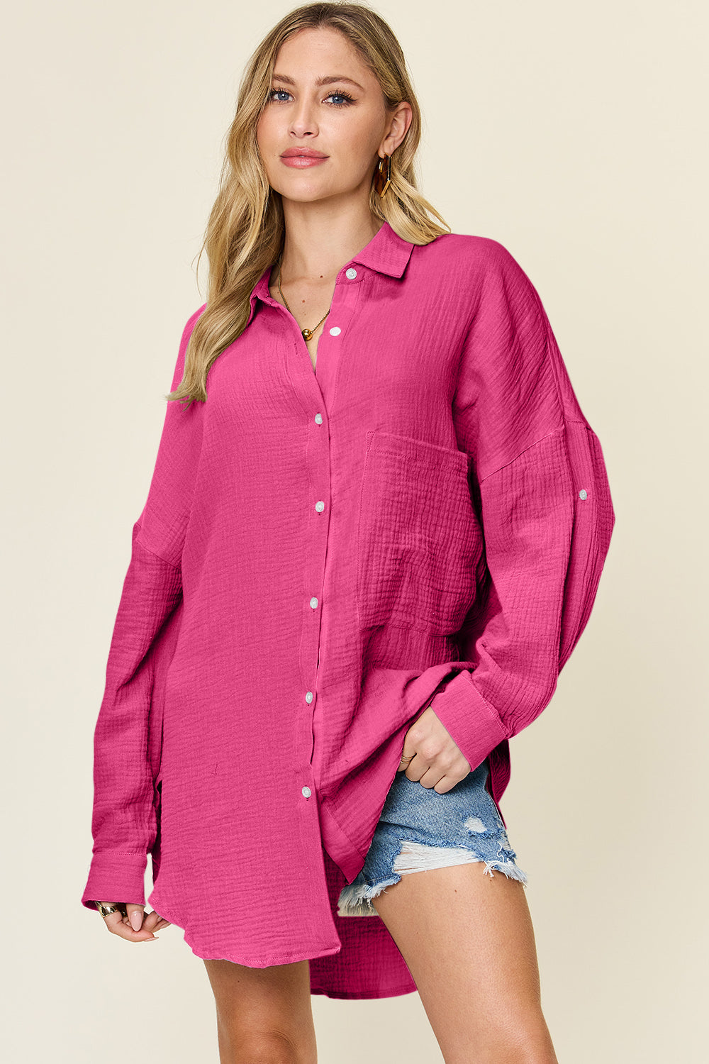 Double Take: Pocketed Button-Up Shirt