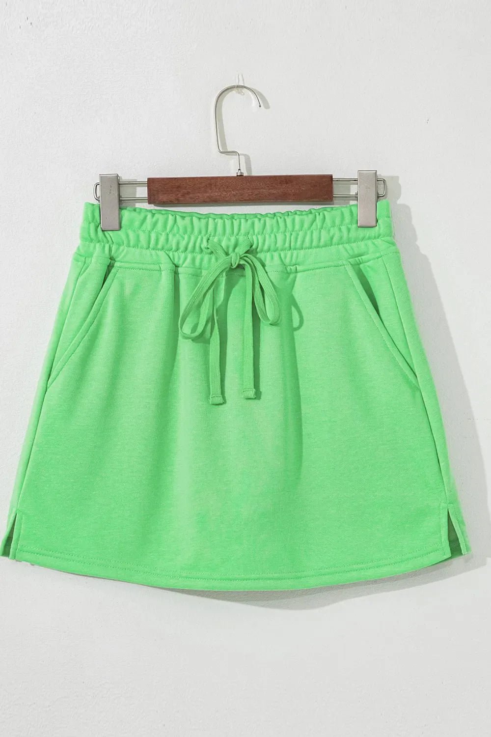 Drawstring Solid Mini Skort