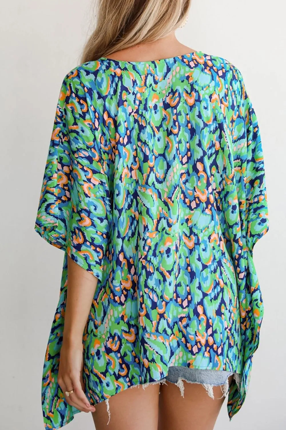 Abstract Print V Neck Half Sleeve Loose Fit Blouse - Product detail view by Simply Love